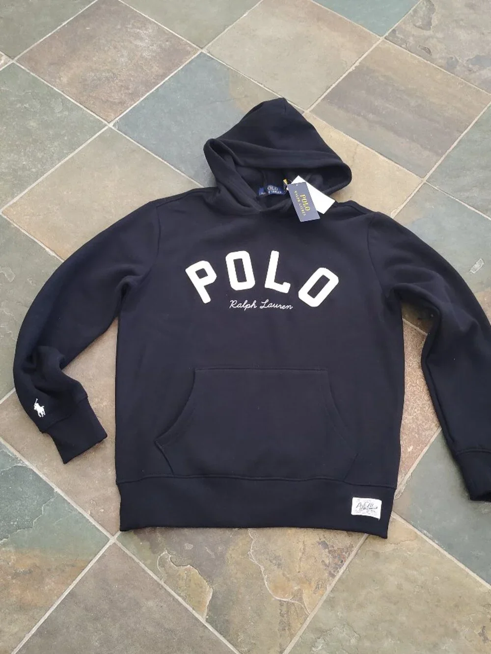 New Polo Ralph Lauren Black Pullover Hoodie